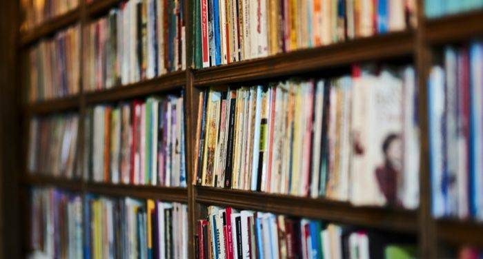 library shelves full of books